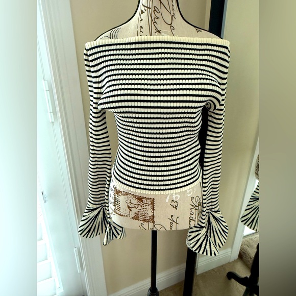 Striped Off-Shoulder Sweater - Picture 1 of 5